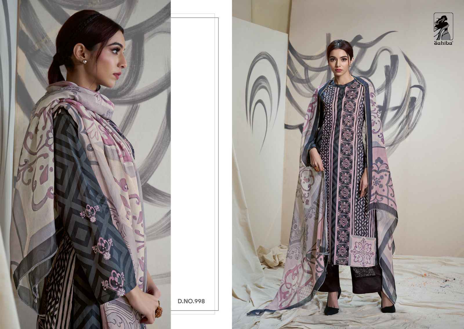 Sahiba Rosy Lawn Cotton Dress Material 3 Pc Catalouge