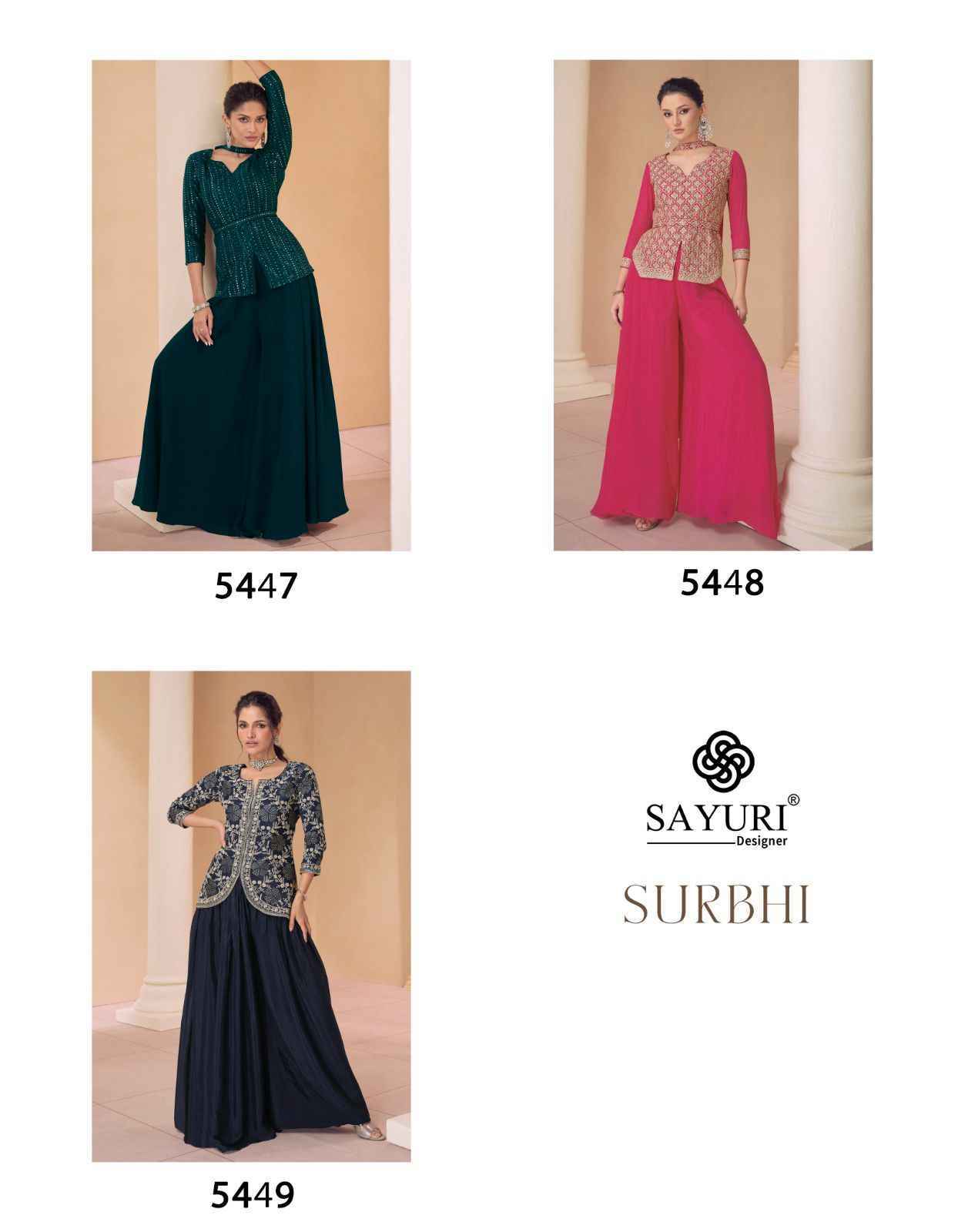 Sayuri Designer Surbhi Chinon Silk Readymade Suit 3 pc Catalog