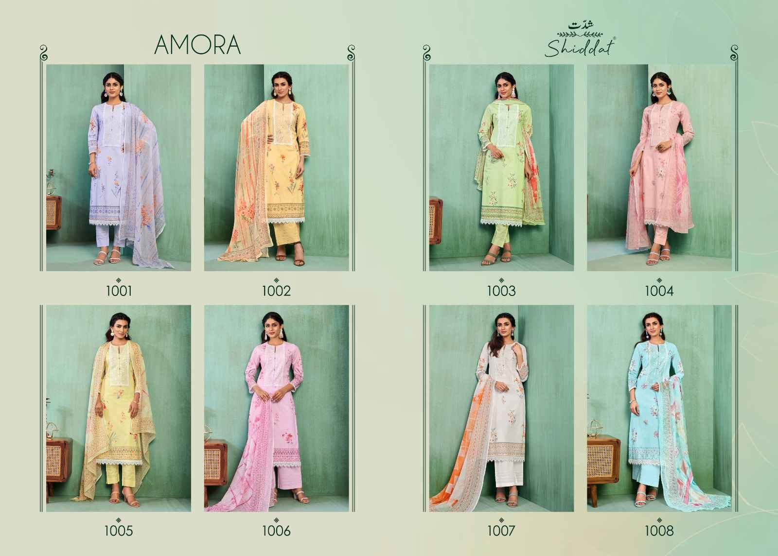 Shiddat Amora Digital Printed Cotton Dress Material 8 pc Cataloge