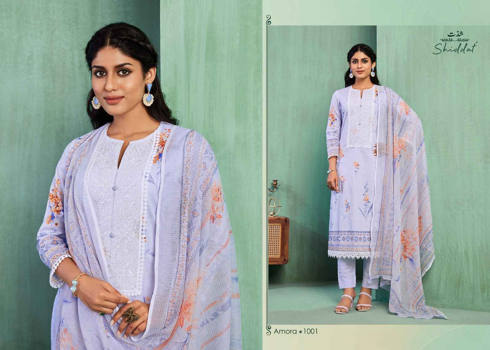 Shiddat Amora Digital Printed Cotton Dress Material 8 pc Cataloge