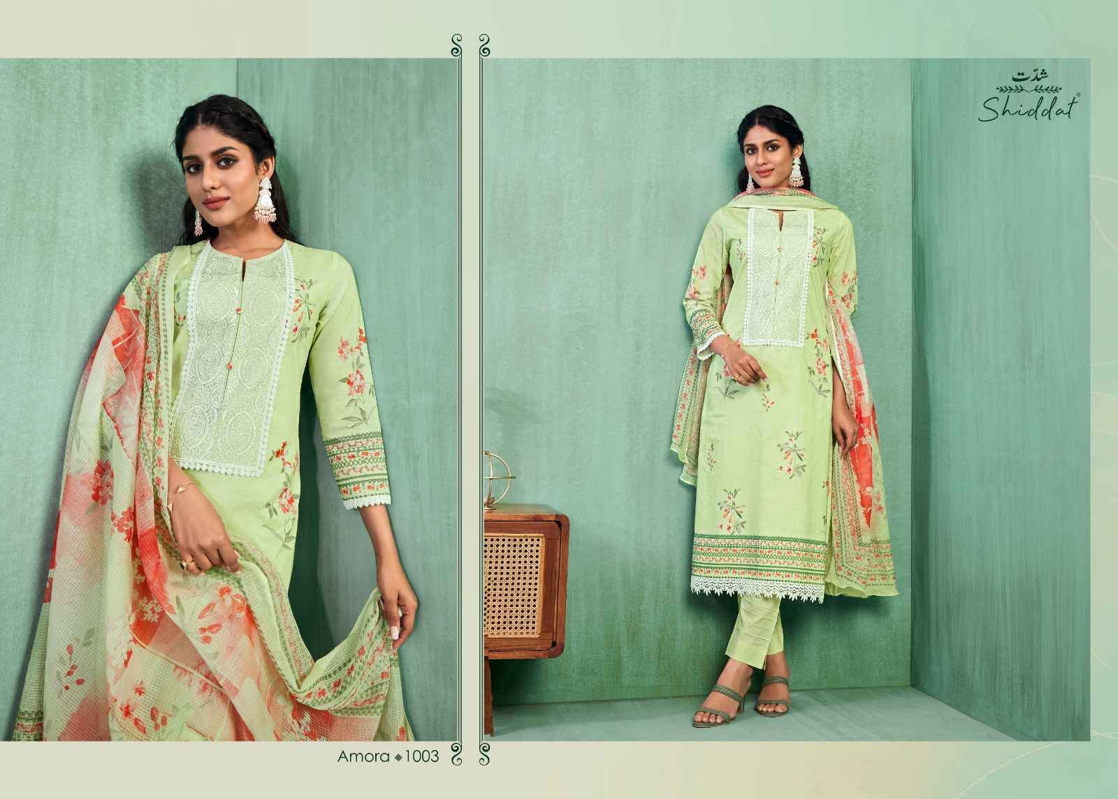 Shiddat Amora Digital Printed Cotton Dress Material 8 pc Cataloge