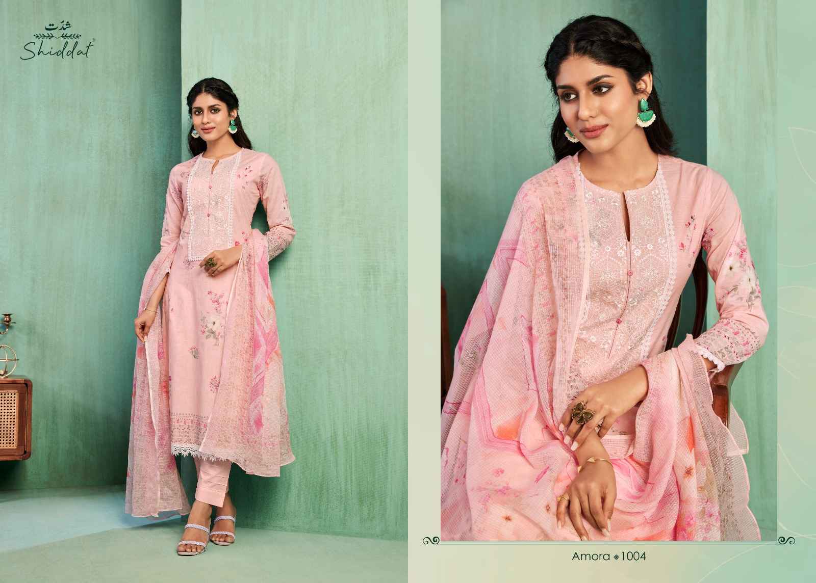 Shiddat Amora Digital Printed Cotton Dress Material 8 pc Cataloge