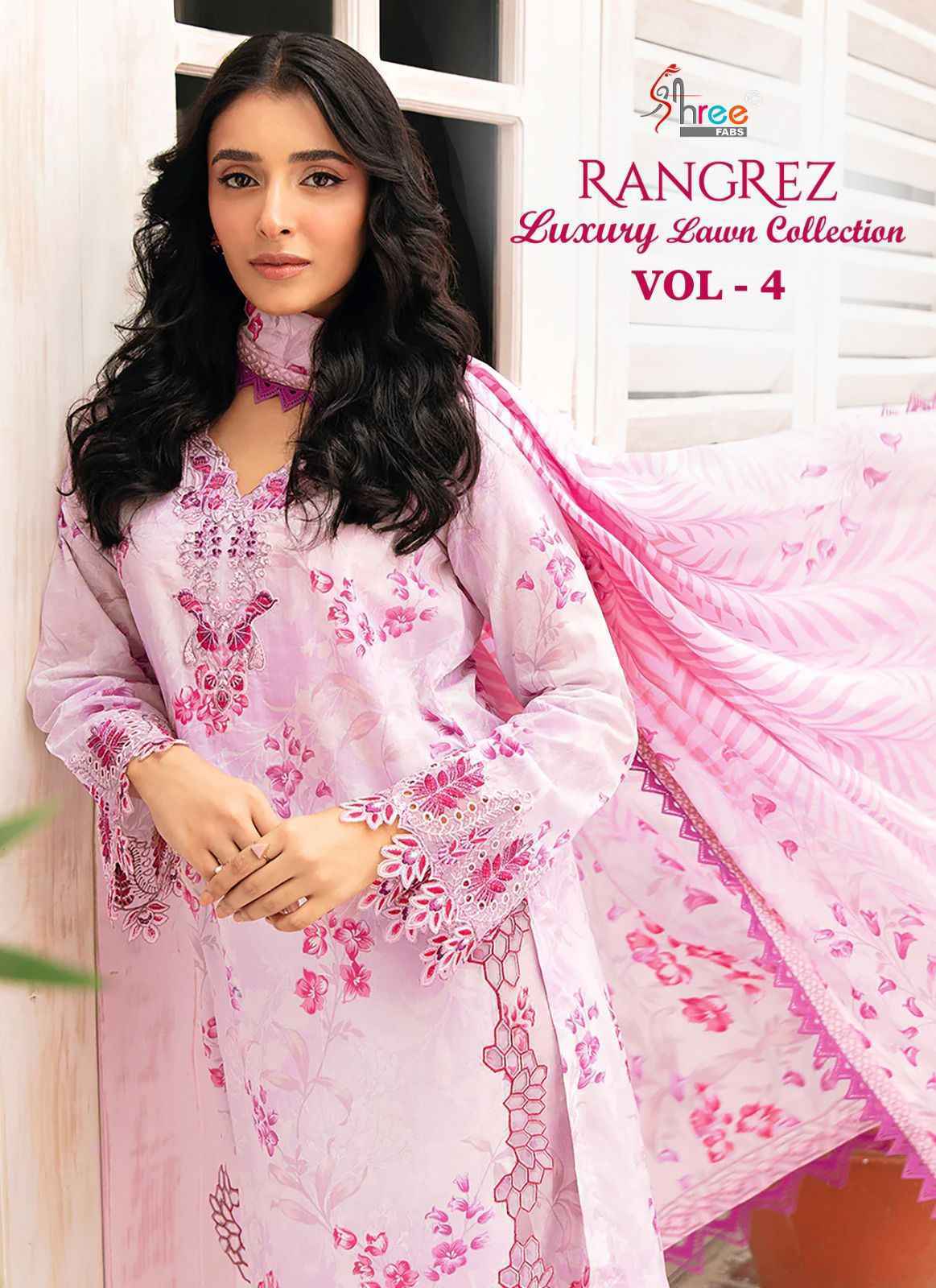 Shree Fabs Rangrez Luxcury Lawn Collection Vol-4 Cotton Dress Material 7 pcs Cataloge