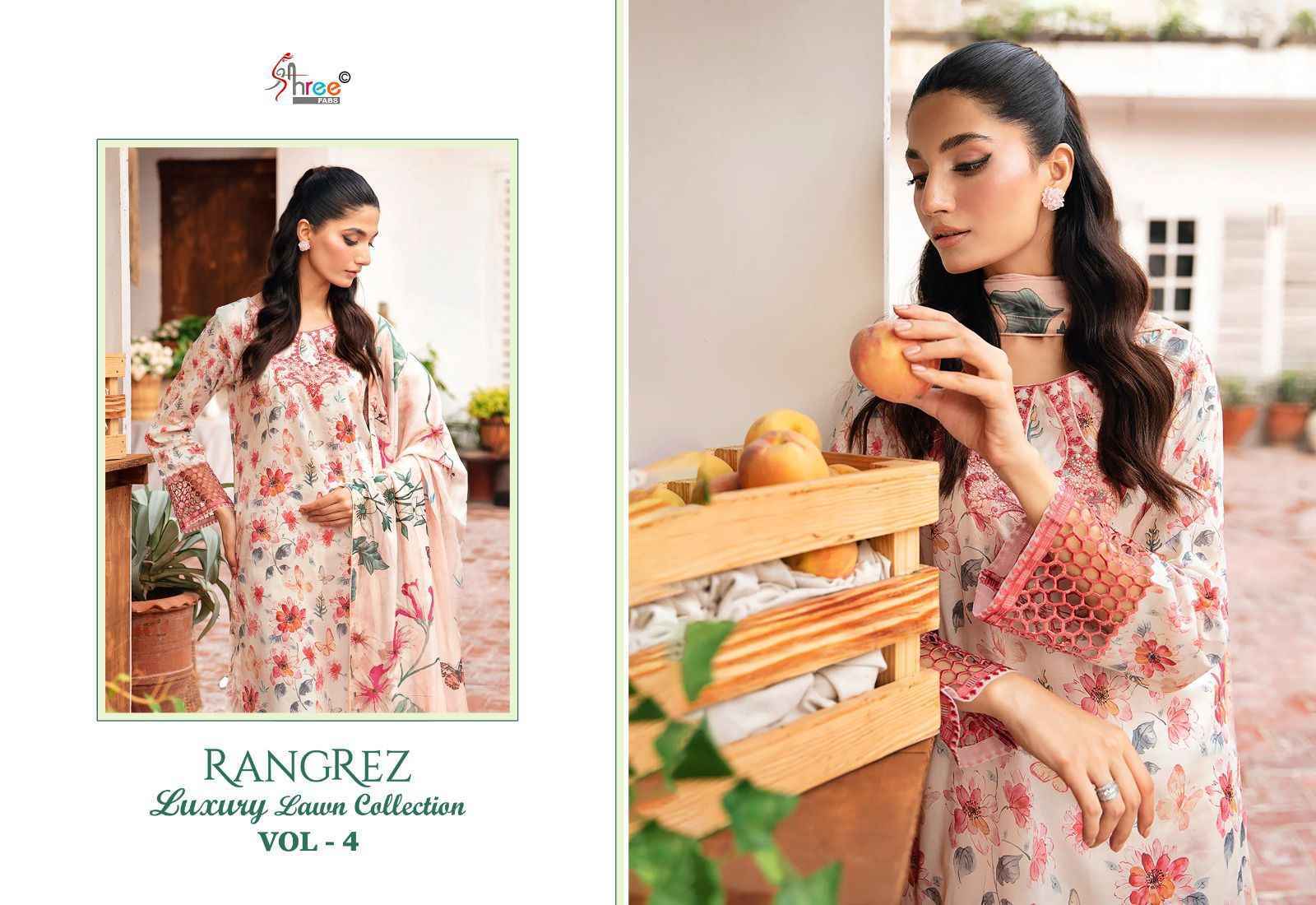 Shree Fabs Rangrez Luxcury Lawn Collection Vol-4 Cotton Dress Material 7 pcs Cataloge