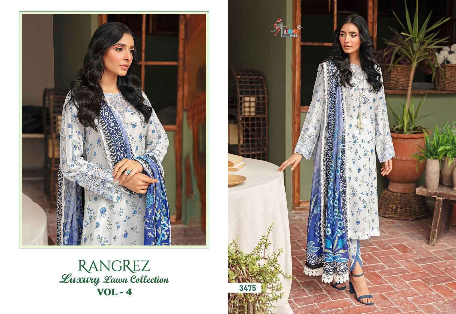 Shree Fabs Rangrez Luxcury Lawn Collection Vol-4 Cotton Dress Material 7 pcs Cataloge