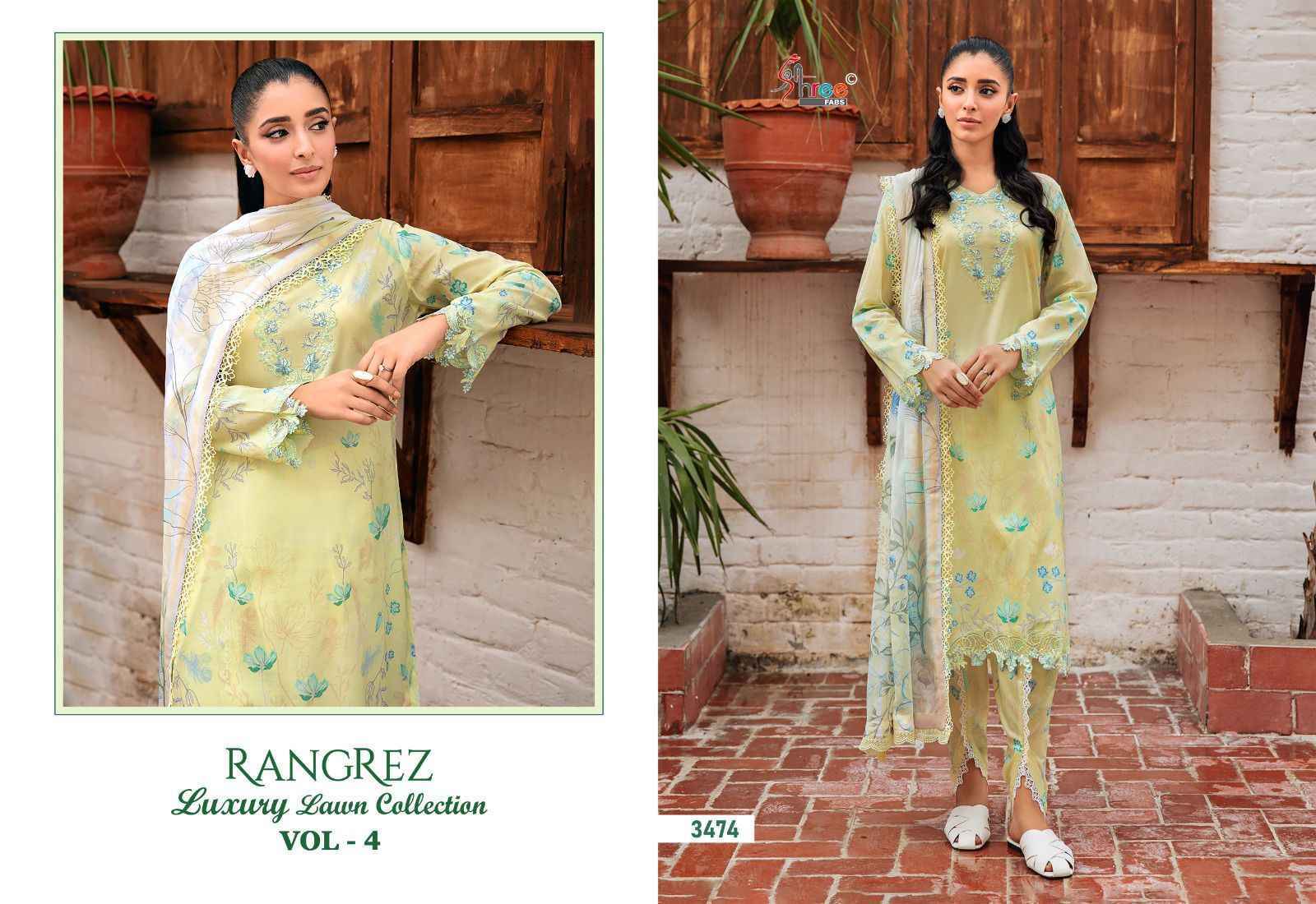 Shree Fabs Rangrez Luxcury Lawn Collection Vol-4 Cotton Dress Material 7 pcs Cataloge