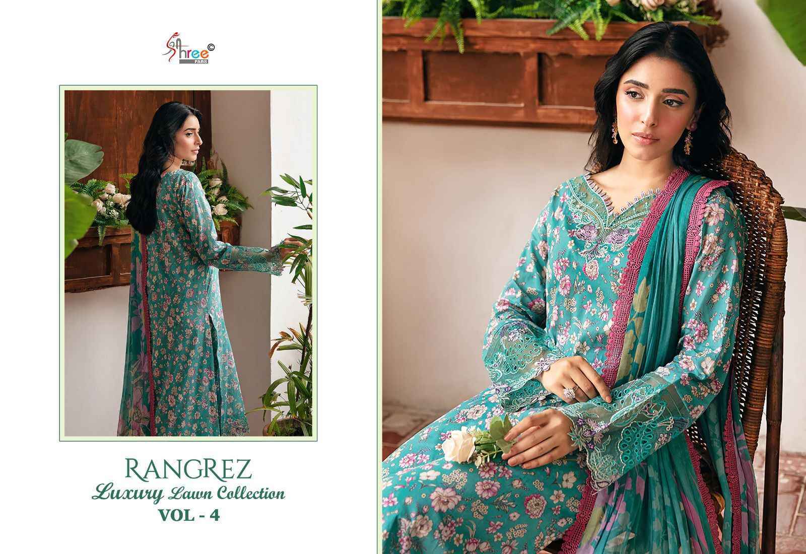 Shree Fabs Rangrez Luxcury Lawn Collection Vol-4 Cotton Dress Material 7 pcs Cataloge