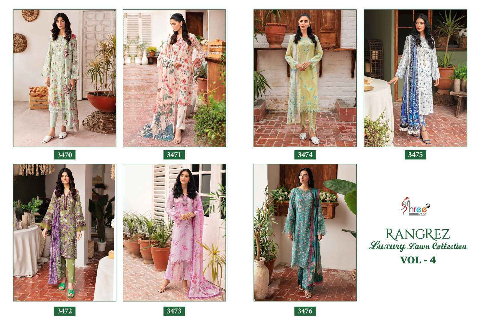 Shree Fabs Rangrez Luxcury Lawn Collection Vol-4 Cotton Dress Material 7 pcs Cataloge