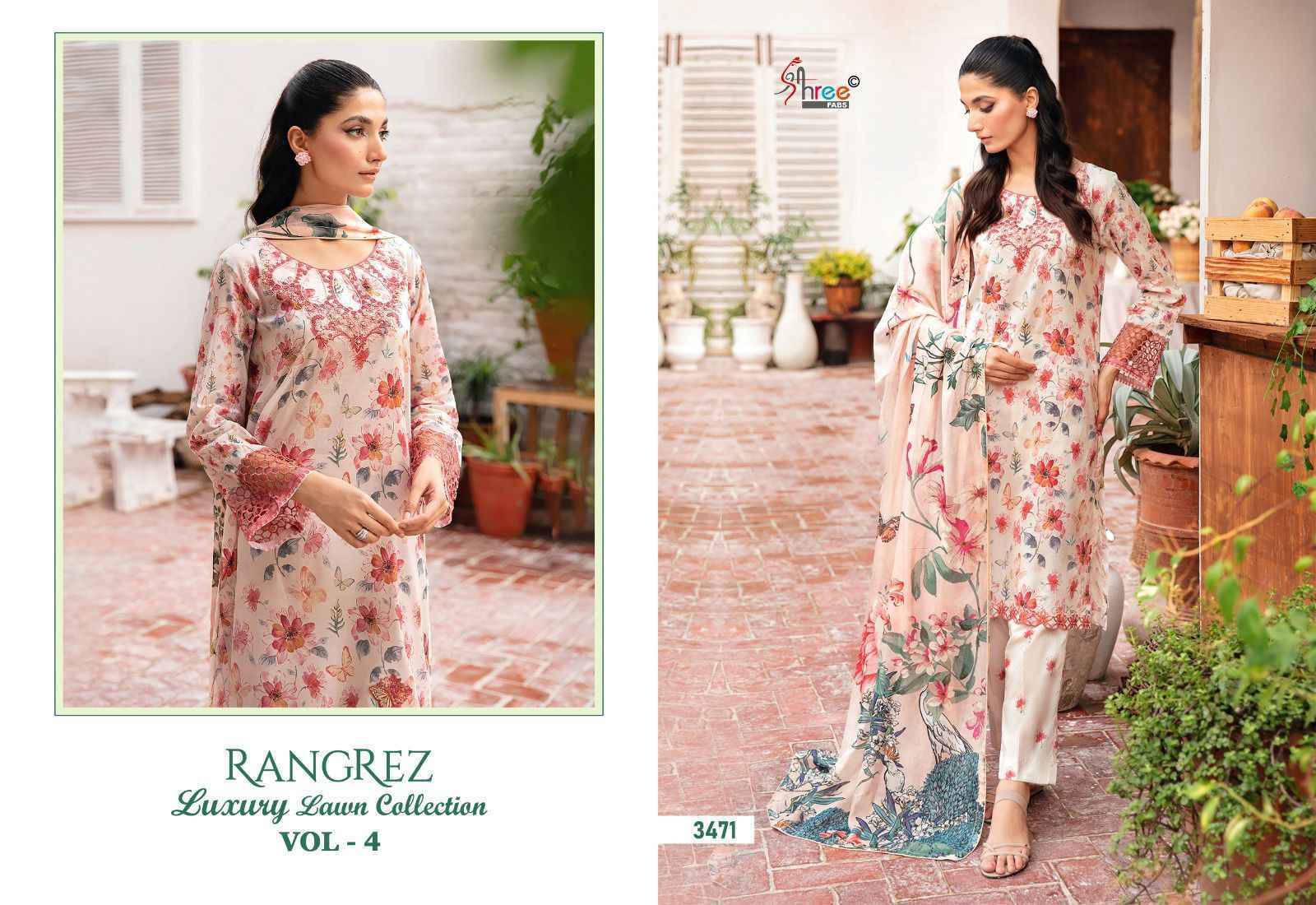 Shree Fabs Rangrez Luxcury Lawn Collection Vol-4 Cotton Dress Material 7 pcs Cataloge