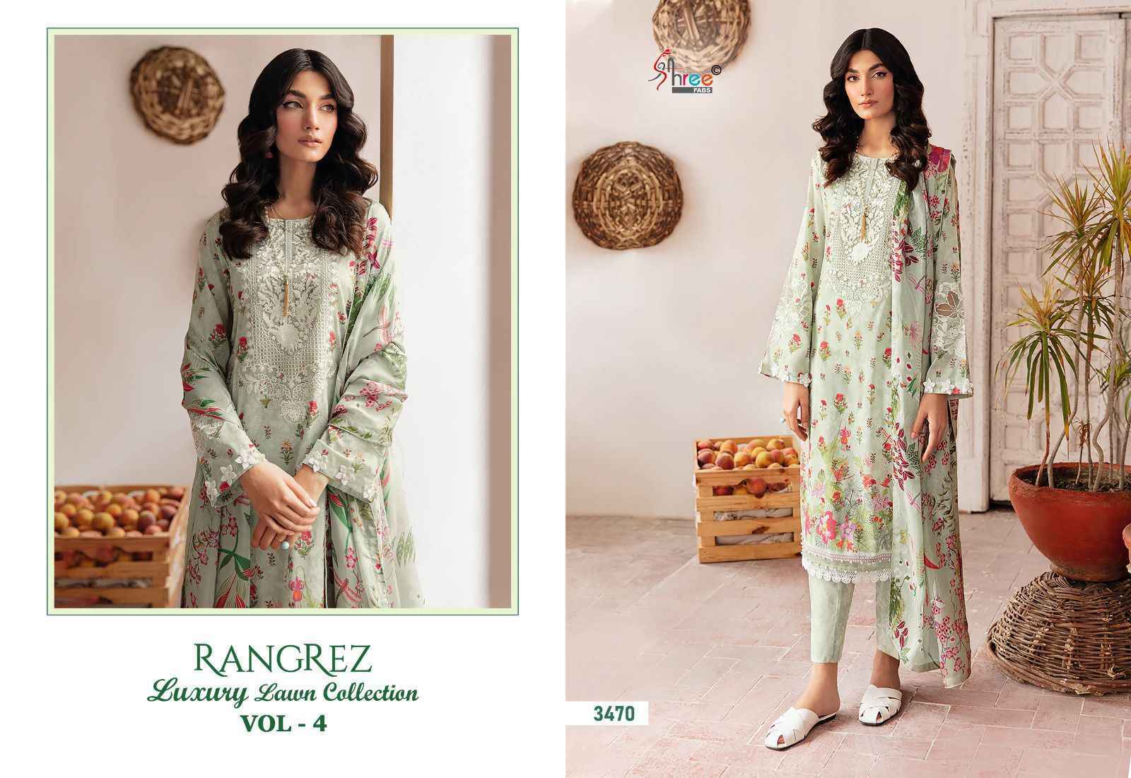 Shree Fabs Rangrez Luxcury Lawn Collection Vol-4 Cotton Dress Material 7 pcs Cataloge
