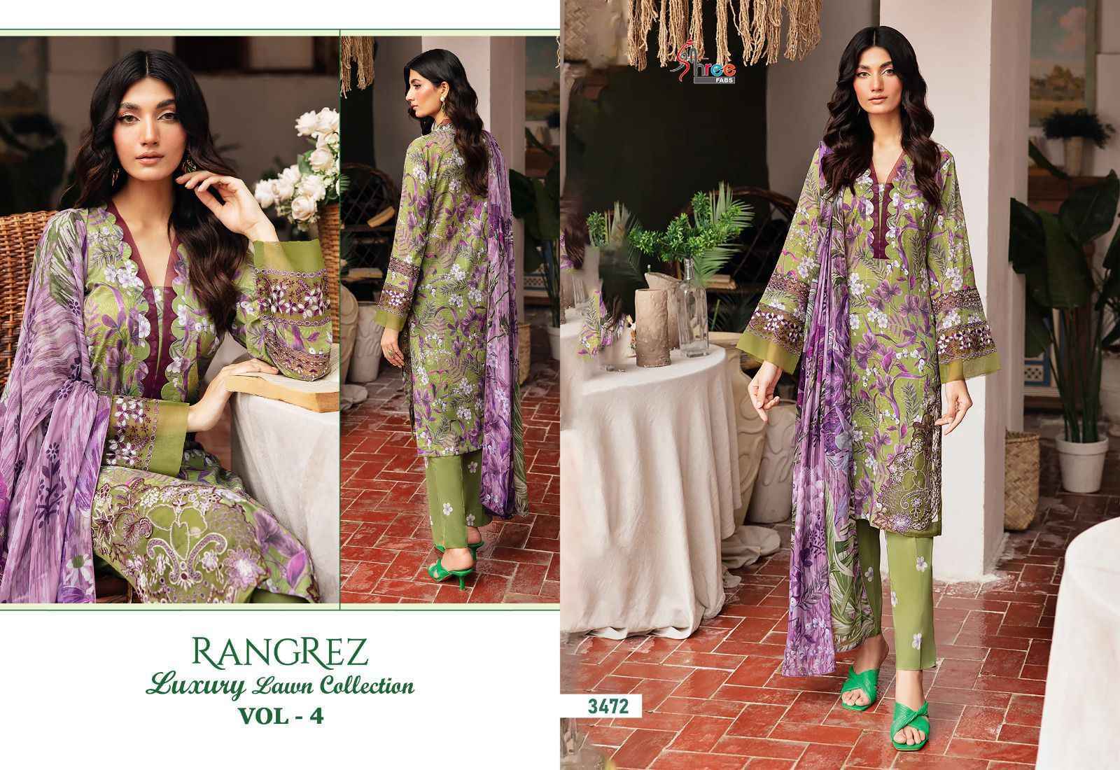 Shree Fabs Rangrez Luxcury Lawn Collection Vol-4 Cotton Dress Material 7 pcs Cataloge
