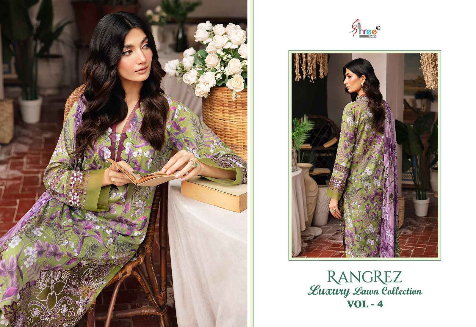 Shree Fabs Rangrez Luxcury Lawn Collection Vol-4 Cotton Dress Material 7 pcs Cataloge