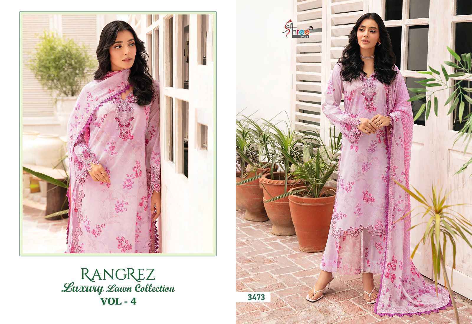 Shree Fabs Rangrez Luxcury Lawn Collection Vol-4 Cotton Dress Material 7 pcs Cataloge