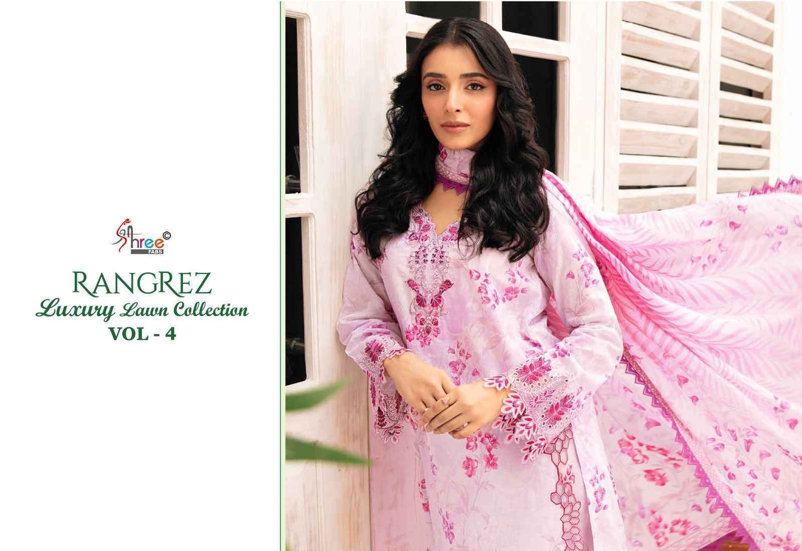 Shree Fabs Rangrez Luxcury Lawn Collection Vol-4 Cotton Dress Material 7 pcs Cataloge