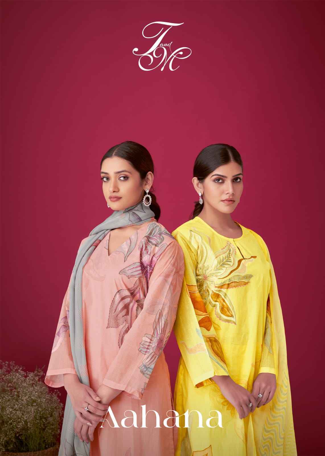 T&M Aahana Nairobi Silk Dress Material 5 Pc Catalouge