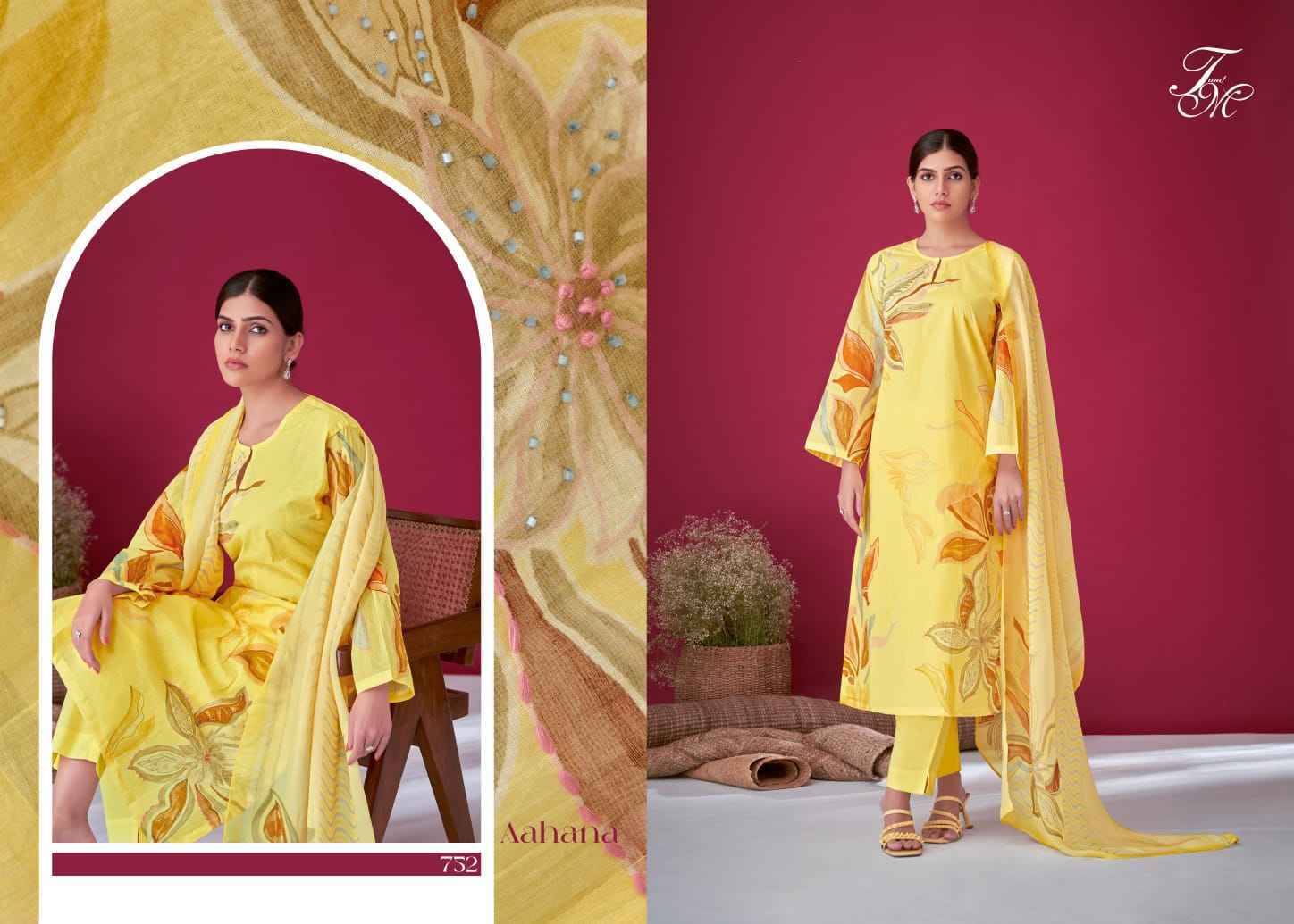 T&M Aahana Nairobi Silk Dress Material 5 Pc Catalouge
