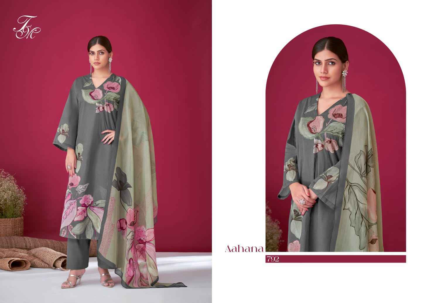 T&M Aahana Nairobi Silk Dress Material 5 Pc Catalouge