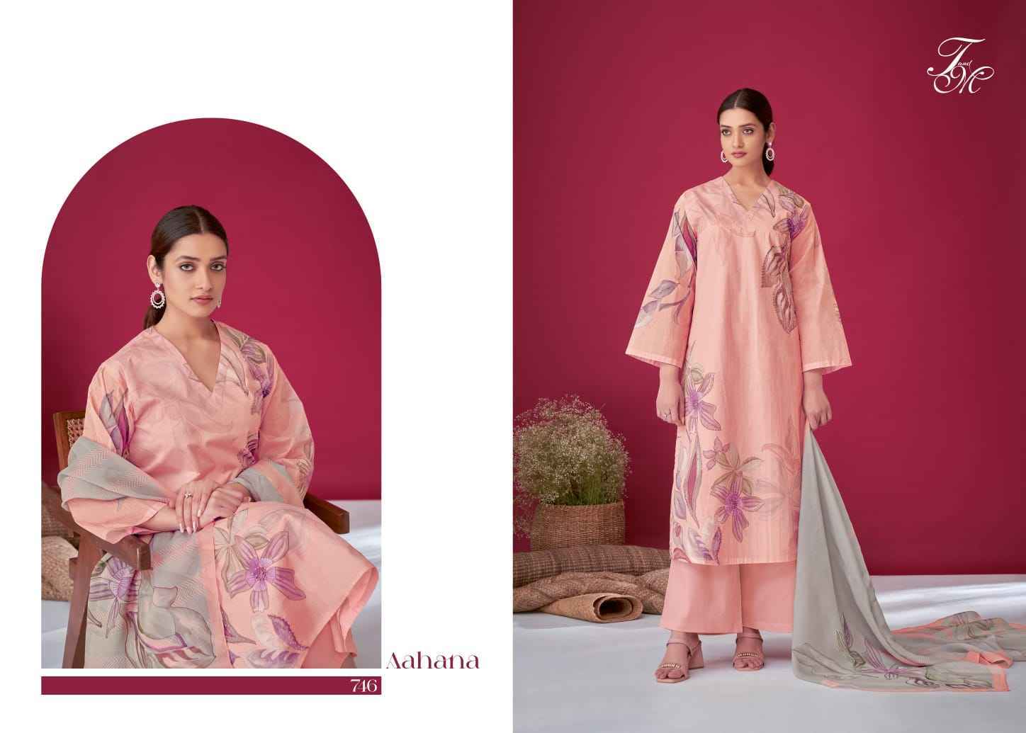 T&M Aahana Nairobi Silk Dress Material 5 Pc Catalouge