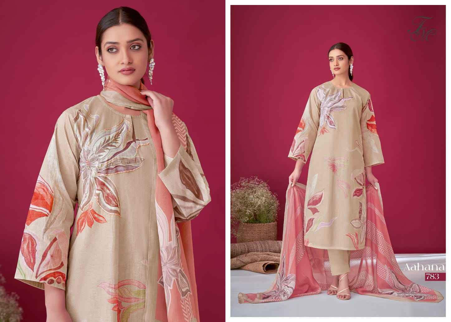T&M Aahana Nairobi Silk Dress Material 5 Pc Catalouge
