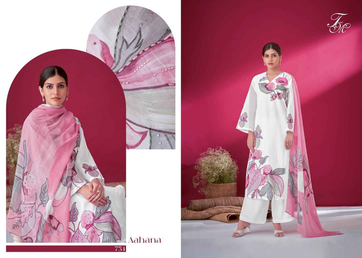 T&M Aahana Nairobi Silk Dress Material 5 Pc Catalouge