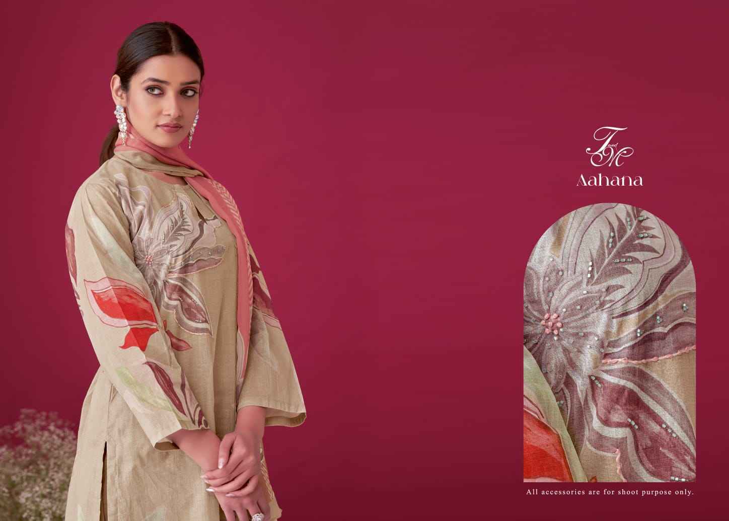 T&M Aahana Nairobi Silk Dress Material 5 Pc Catalouge