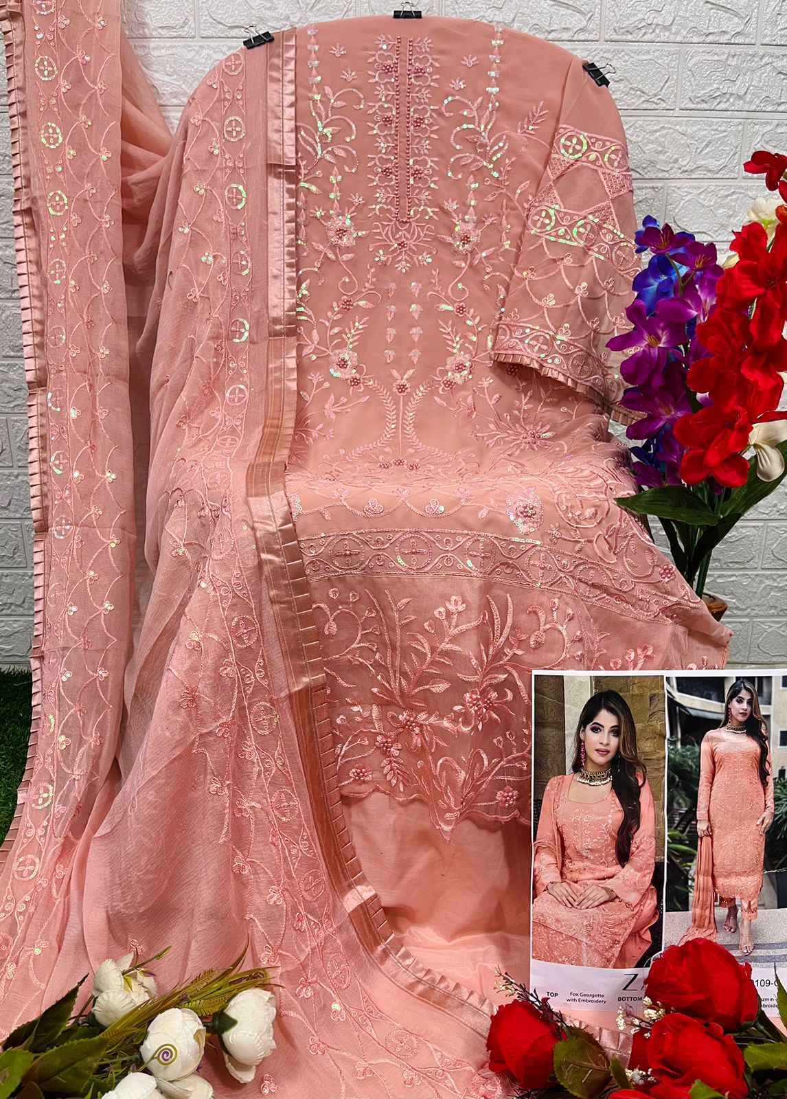 Zaha Saadia Vol 1 Georgette Dress Material Wholesale Ladies Suits Oline Supplier