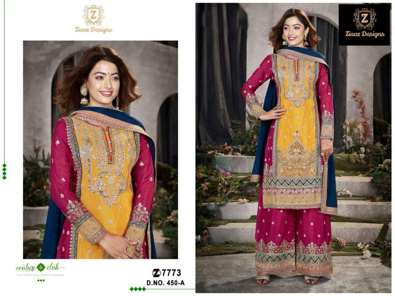 Ziaaz Designs Code 450 Readymade Chinon Dress 3 pcs Catalogue