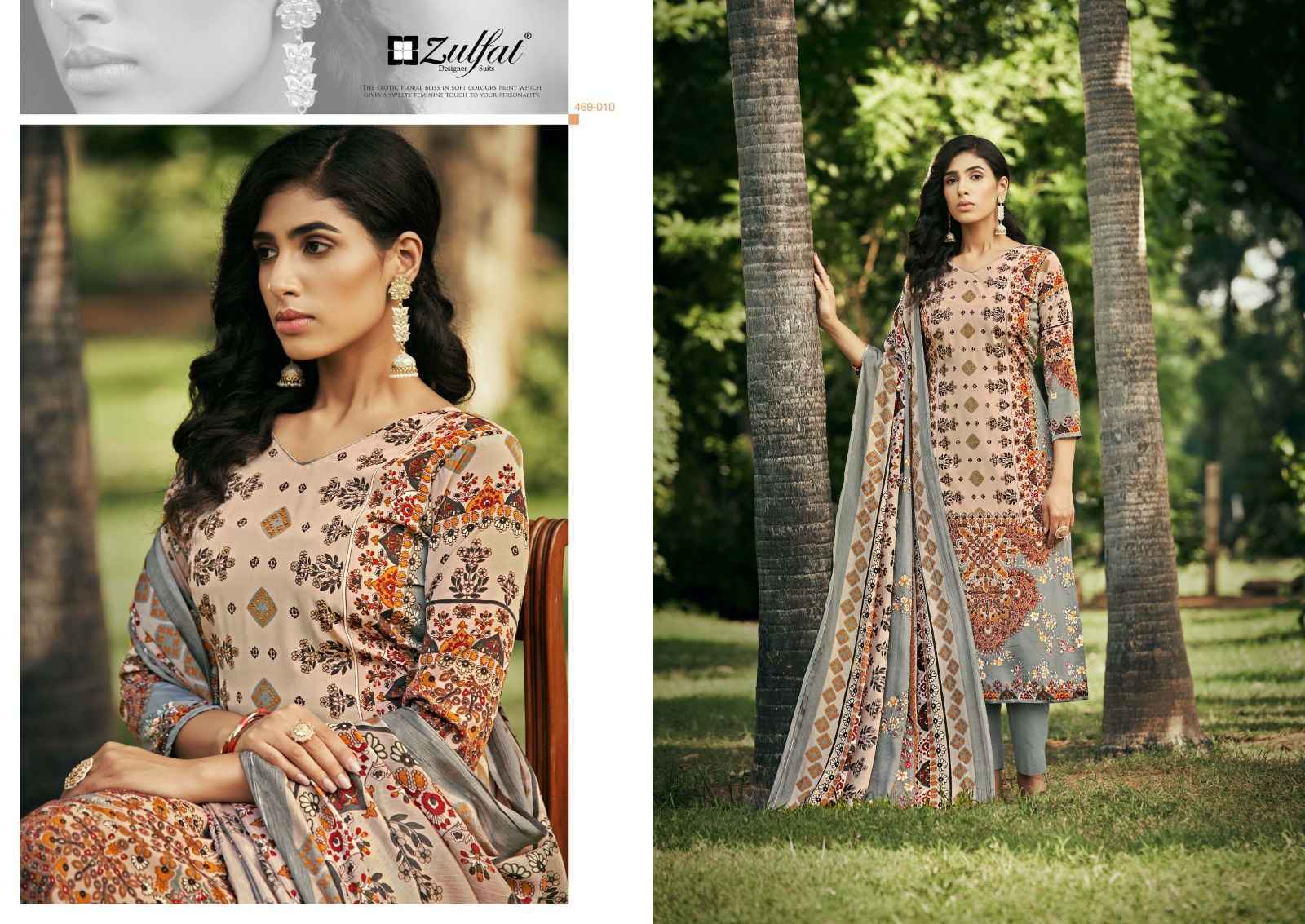 Zulfat Hayaat Pure Crepe Dress Material 10 Pc Catalog