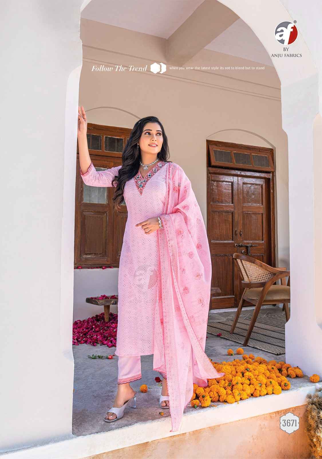 Anju Fabric Rich Lady Readymade Cotton Dress 6 Pc Catalog