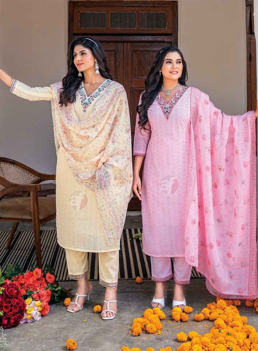 Anju Fabric Rich Lady Readymade Cotton Dress 6 Pc Catalog