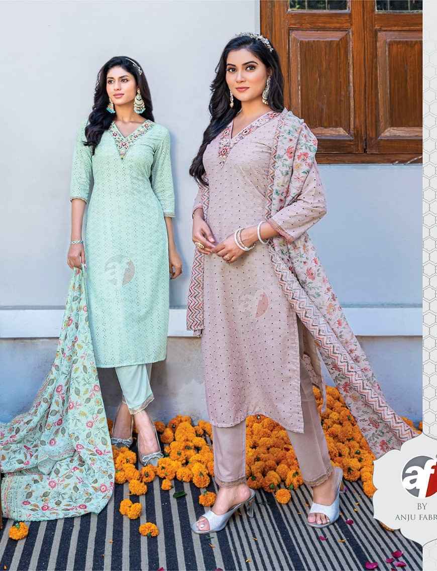 Anju Fabric Rich Lady Readymade Cotton Dress 6 Pc Catalog