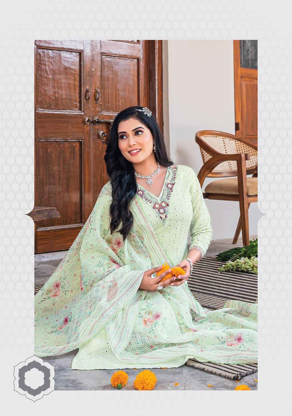 Anju Fabric Rich Lady Readymade Cotton Dress 6 Pc Catalog