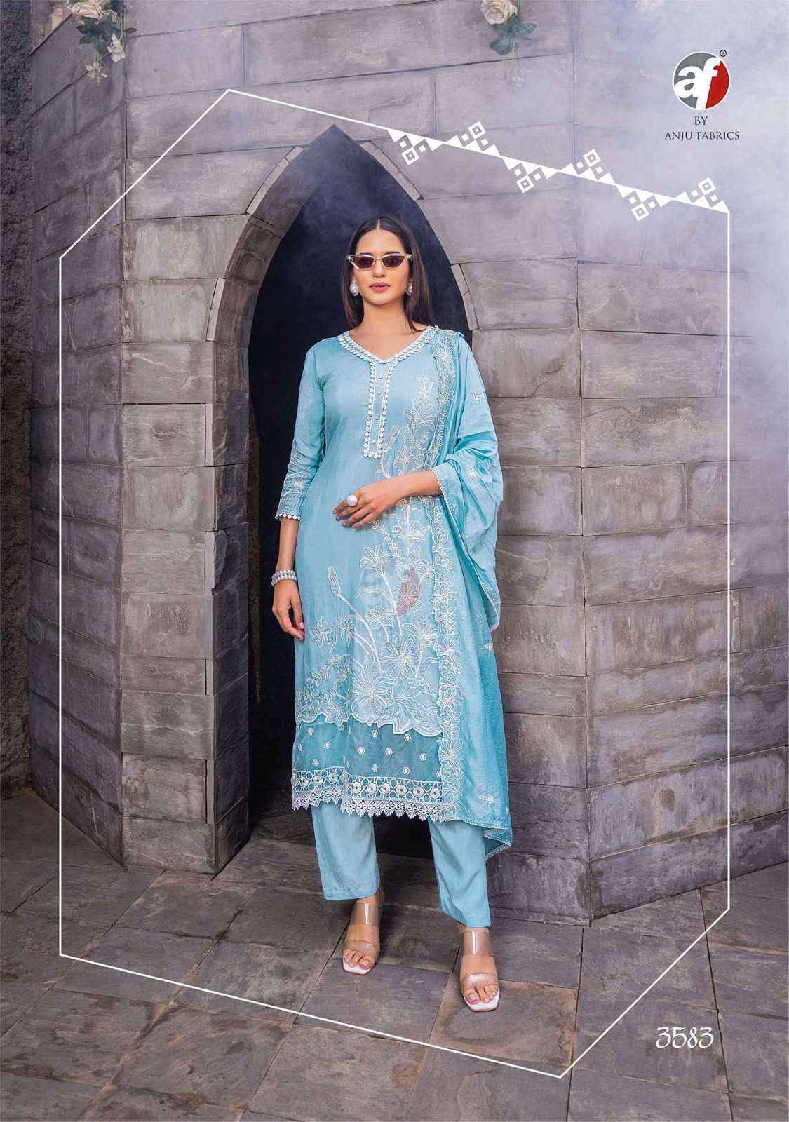 Anju Fabrics Sayara Muslin Kurti Combo 5 pcs Catalogue