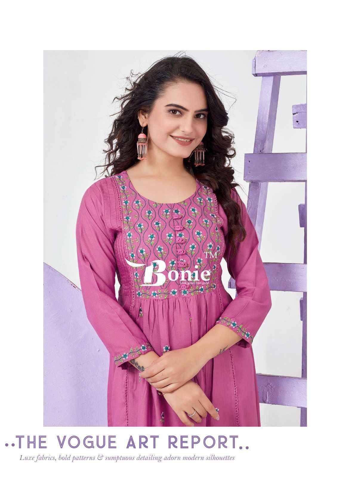 Bonie Adore Vol 4 Reyon Kurti 6 pcs Catalogue