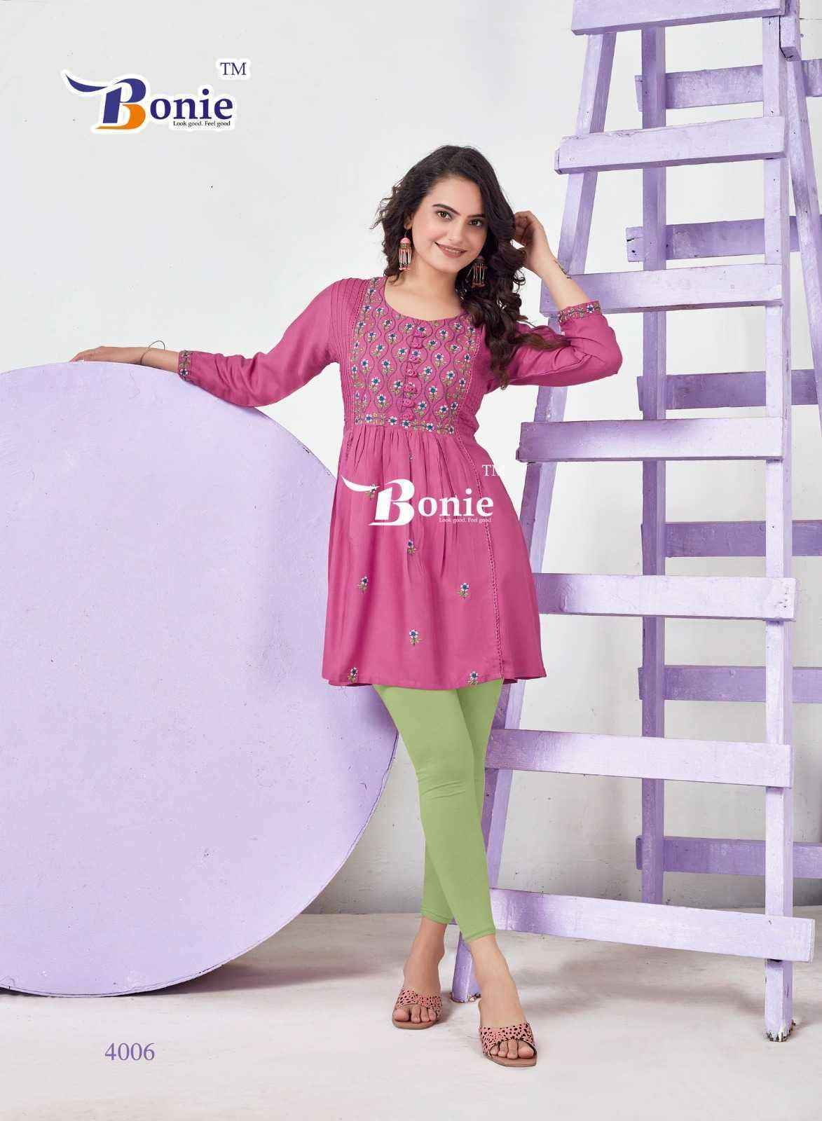 Bonie Adore Vol 4 Reyon Kurti 6 pcs Catalogue