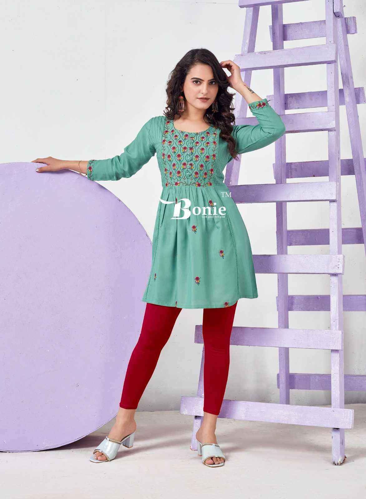 Bonie Adore Vol 4 Reyon Kurti 6 pcs Catalogue