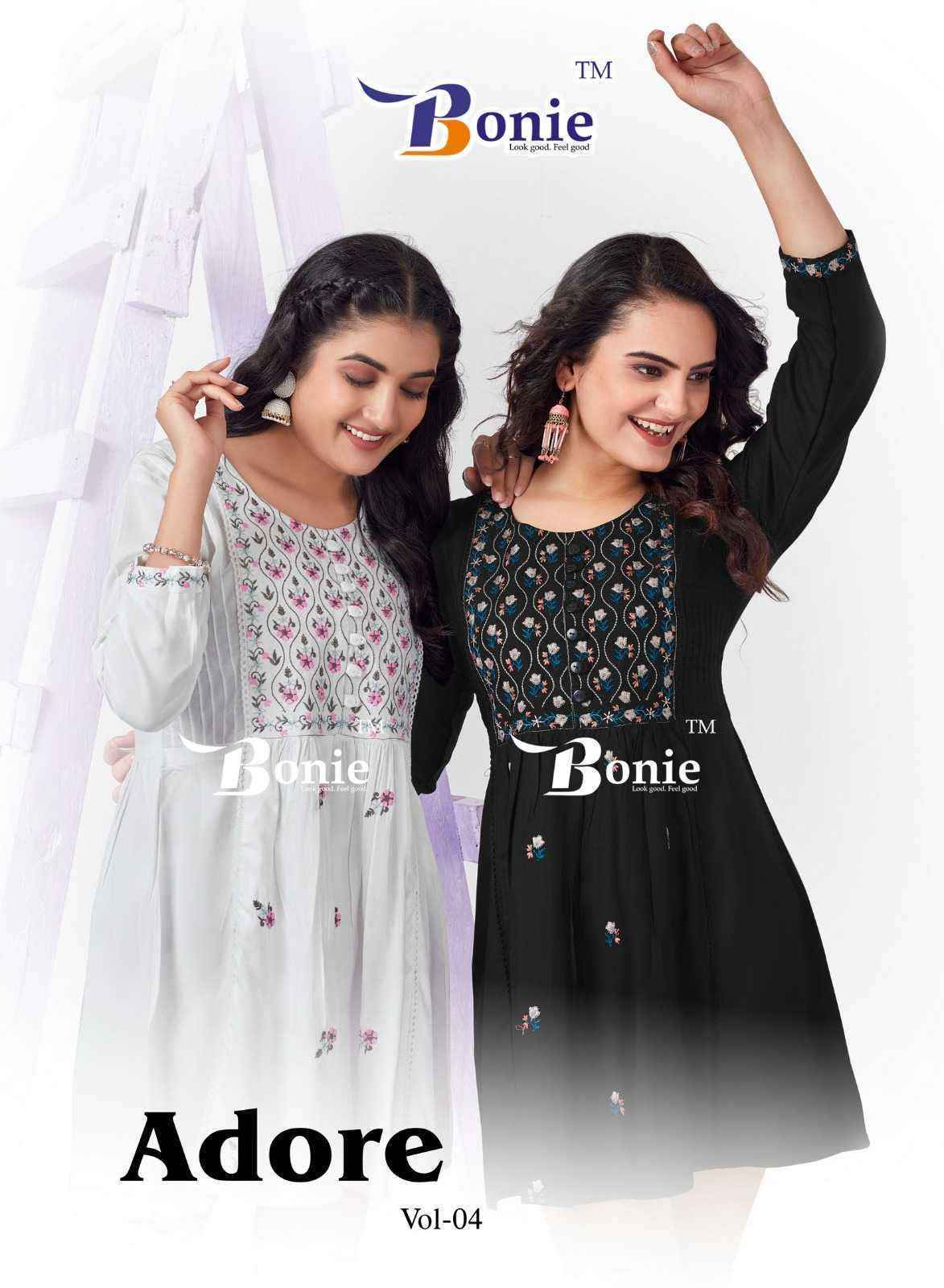 Bonie Adore Vol 4 Reyon Kurti 6 pcs Catalogue