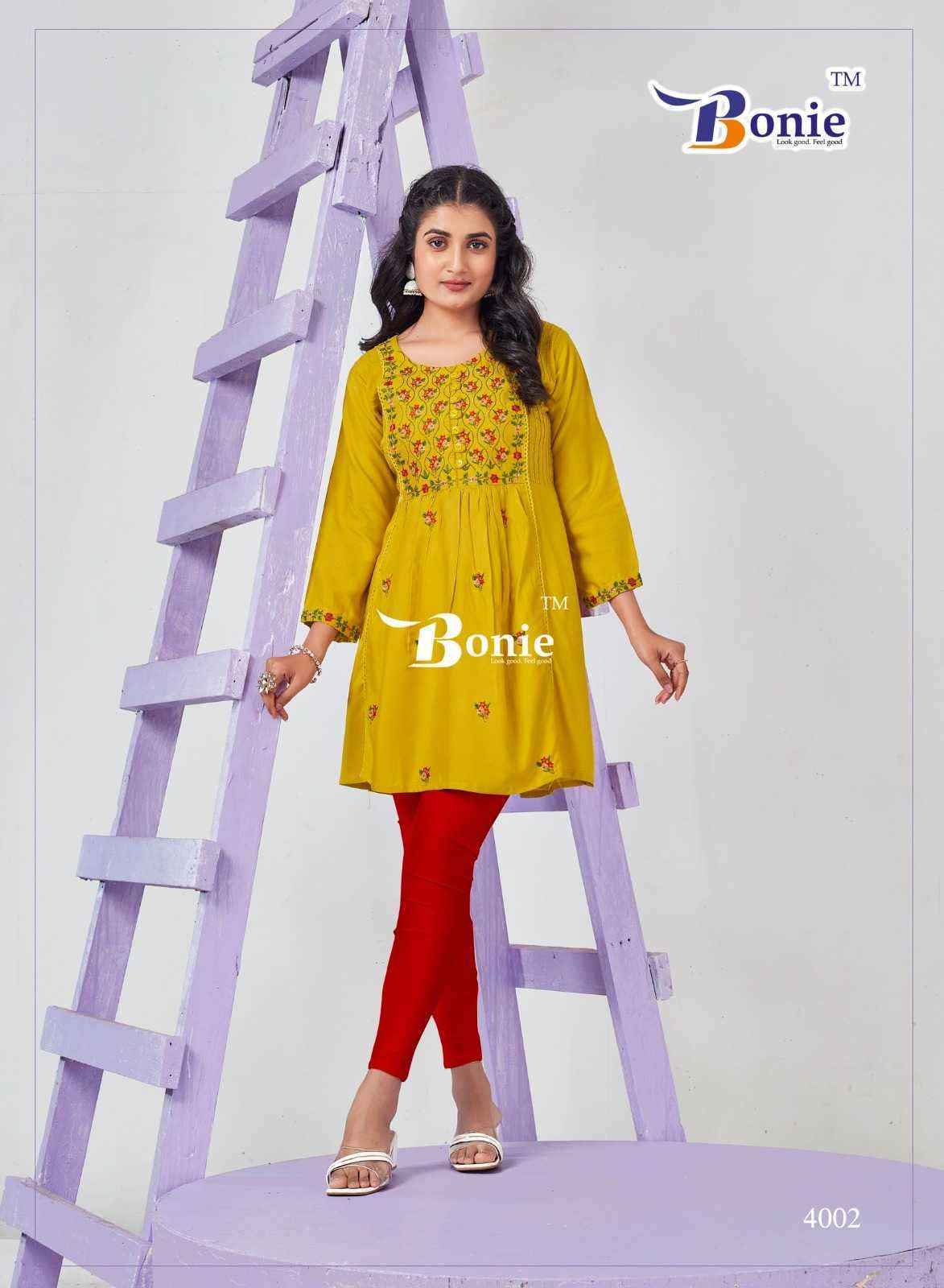 Bonie Adore Vol 4 Reyon Kurti 6 pcs Catalogue