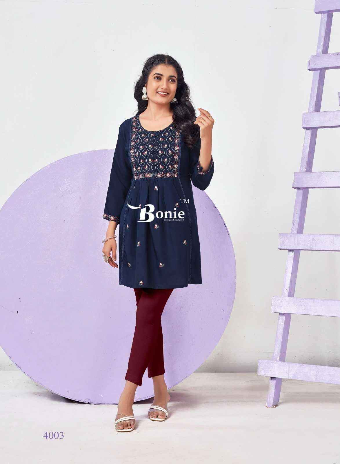Bonie Adore Vol 4 Reyon Kurti 6 pcs Catalogue