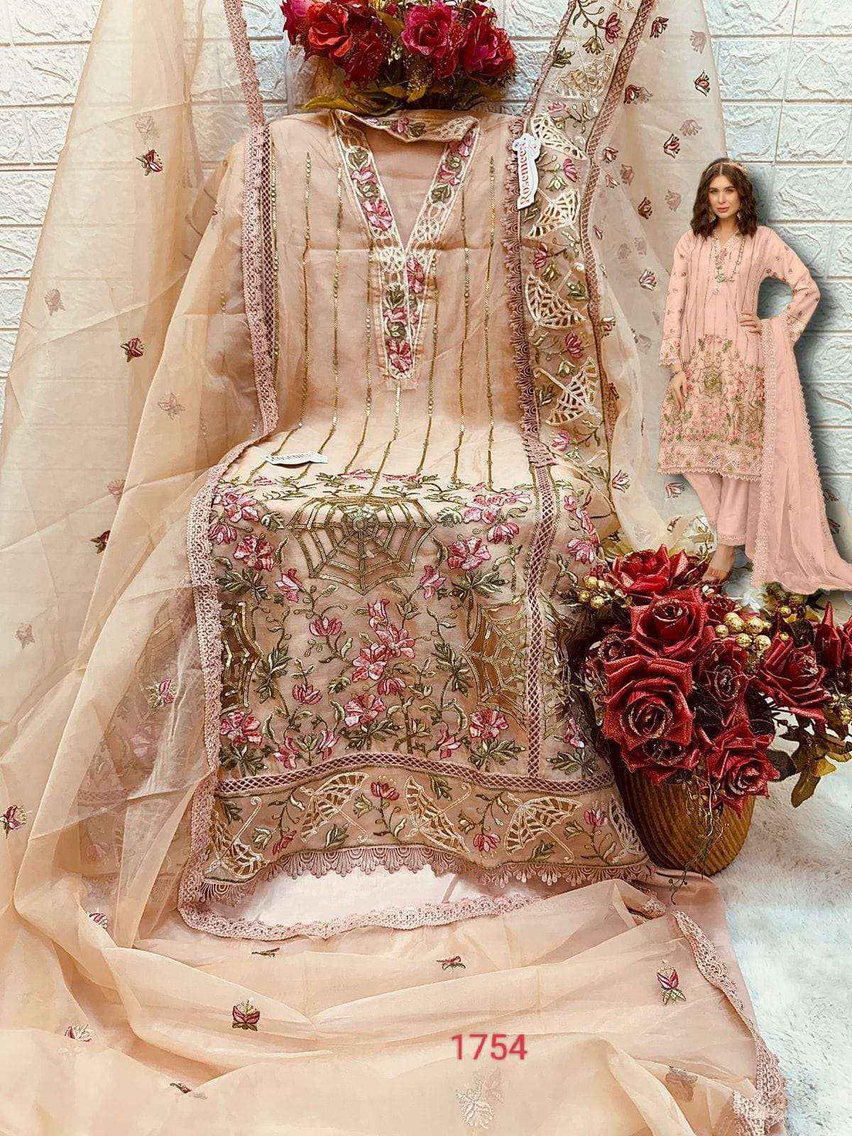 Fepic Rosemeen C 1754 Organza Dress Material 3 pcs Catalogue
