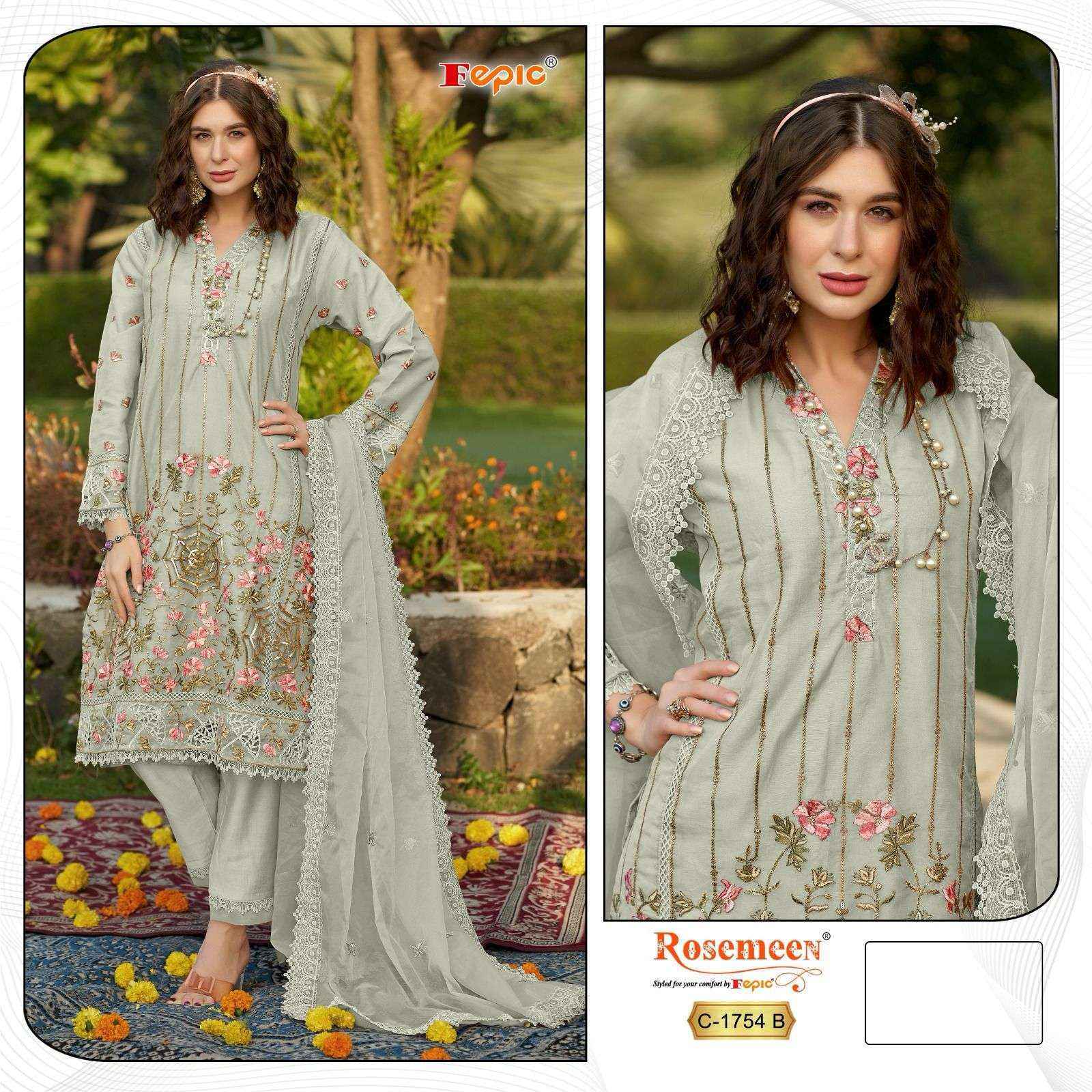 Fepic Rosemeen C 1754 Organza Dress Material 3 pcs Catalogue