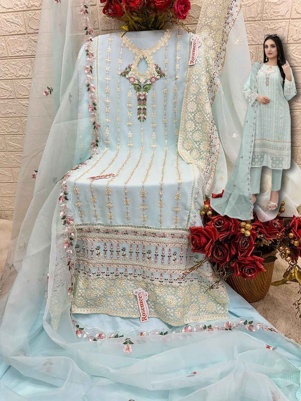 Fepic Rosemeen C 1807 Georgette Embroidered Dress Material Best Ladies Suits Wholesaler