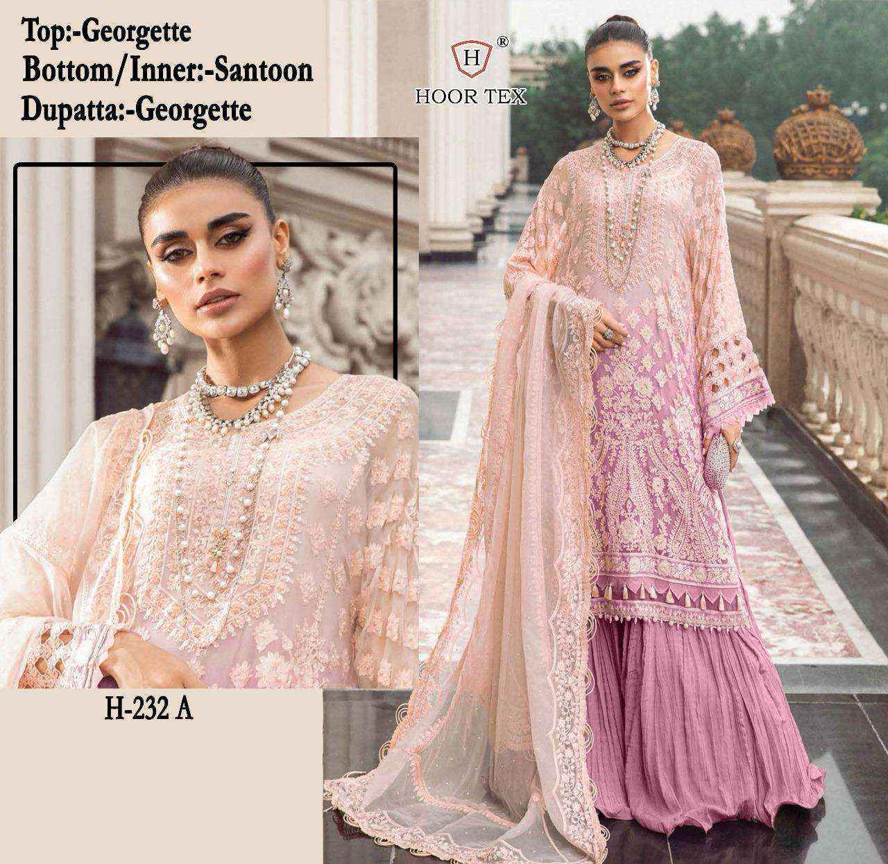 Hoor Tex H 232 Fox Georgette Dress Material 4 pcs Catalogue