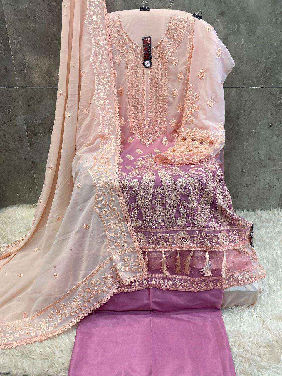 Hoor Tex H 232 Fox Georgette Dress Material 4 pcs Catalogue