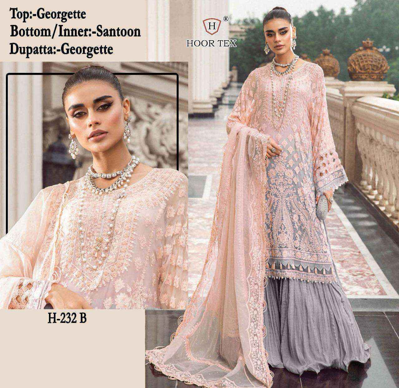 Hoor Tex H 232 Fox Georgette Dress Material 4 pcs Catalogue