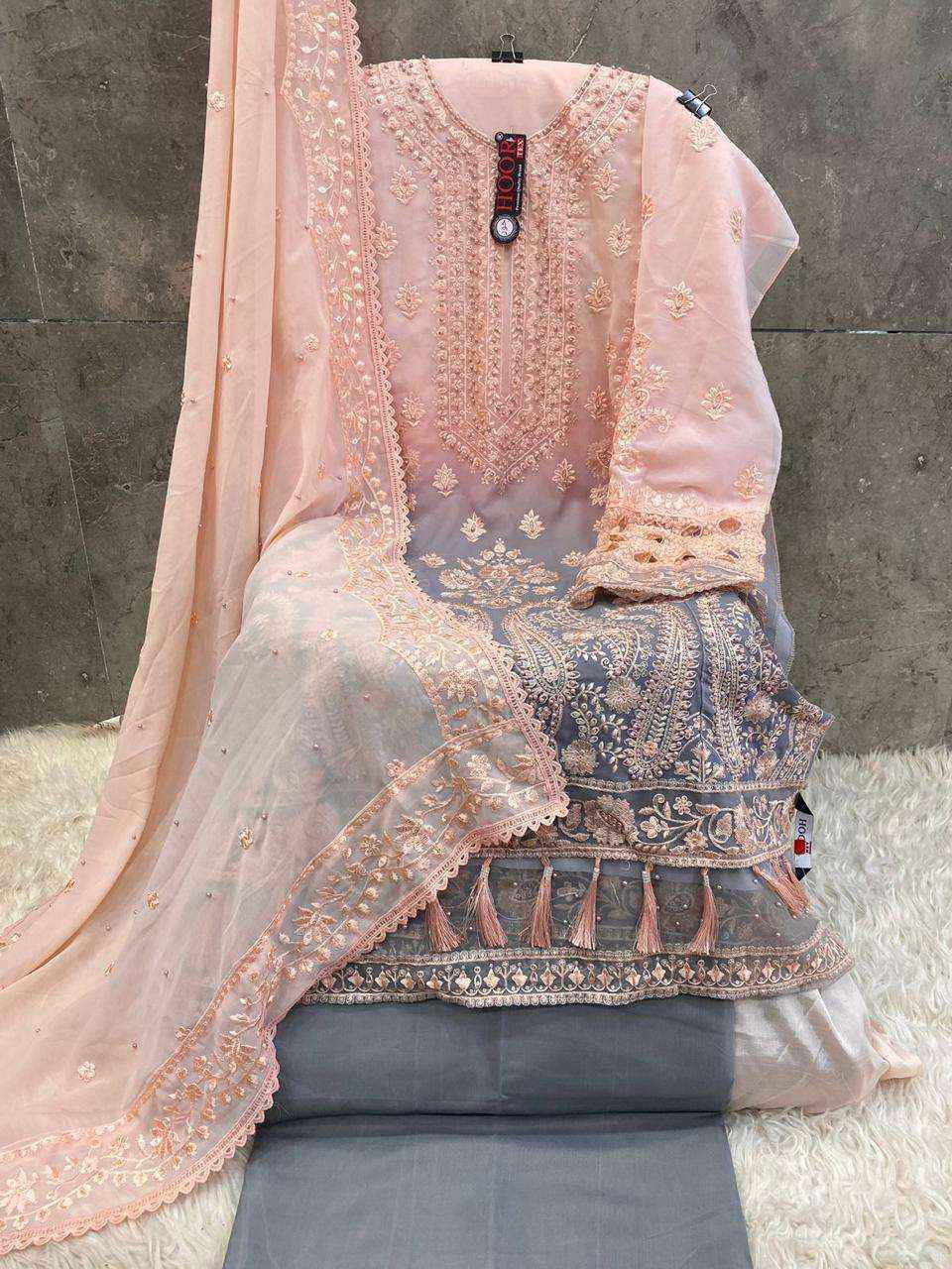 Hoor Tex H 232 Fox Georgette Dress Material 4 pcs Catalogue