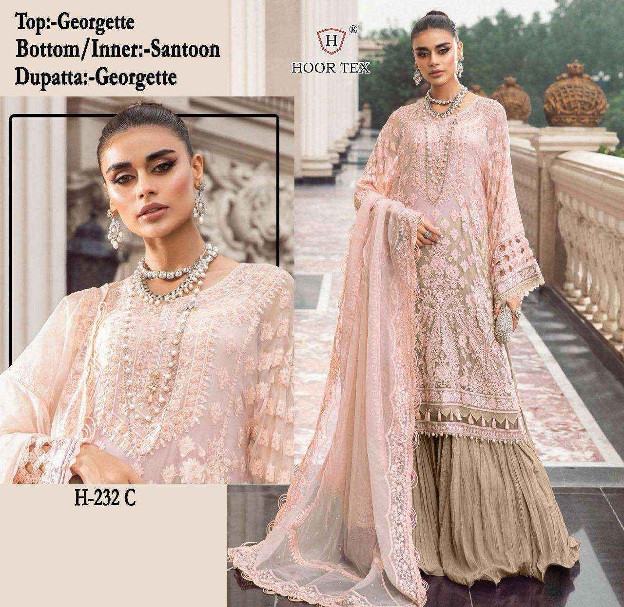 Hoor Tex H 232 Fox Georgette Dress Material 4 pcs Catalogue