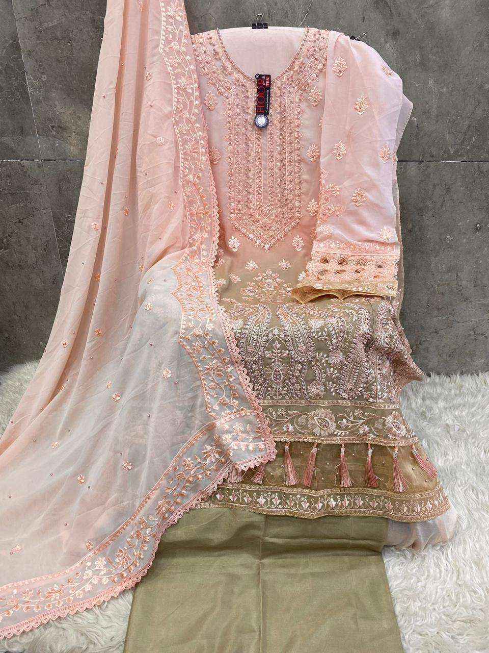 Hoor Tex H 232 Fox Georgette Dress Material 4 pcs Catalogue