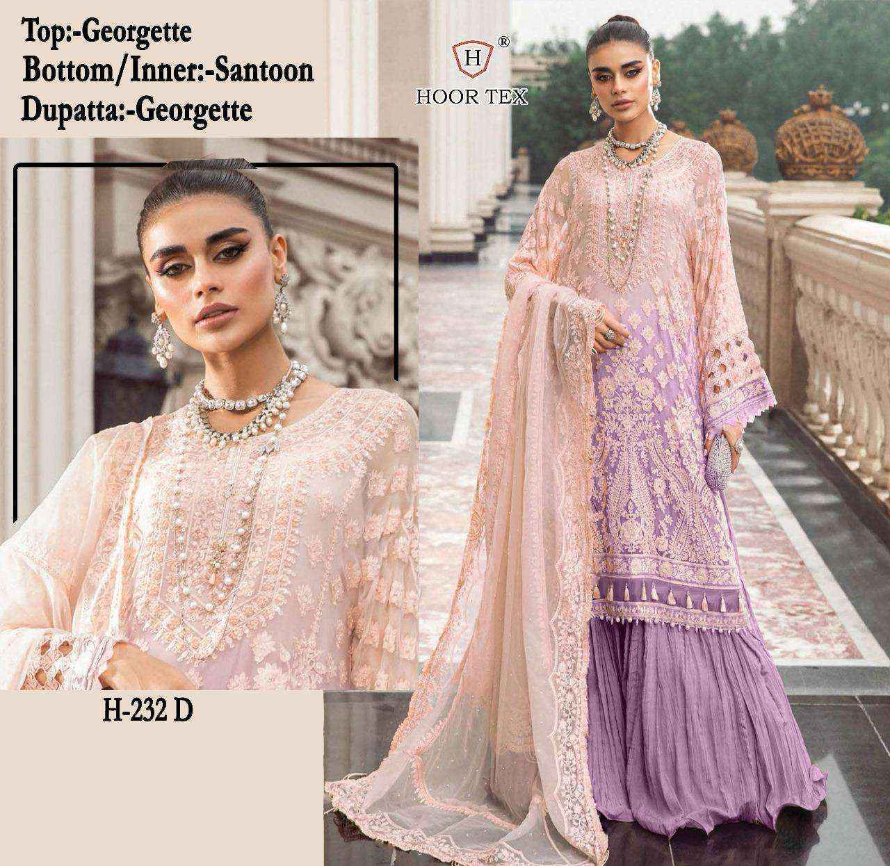 Hoor Tex H 232 Fox Georgette Dress Material 4 pcs Catalogue