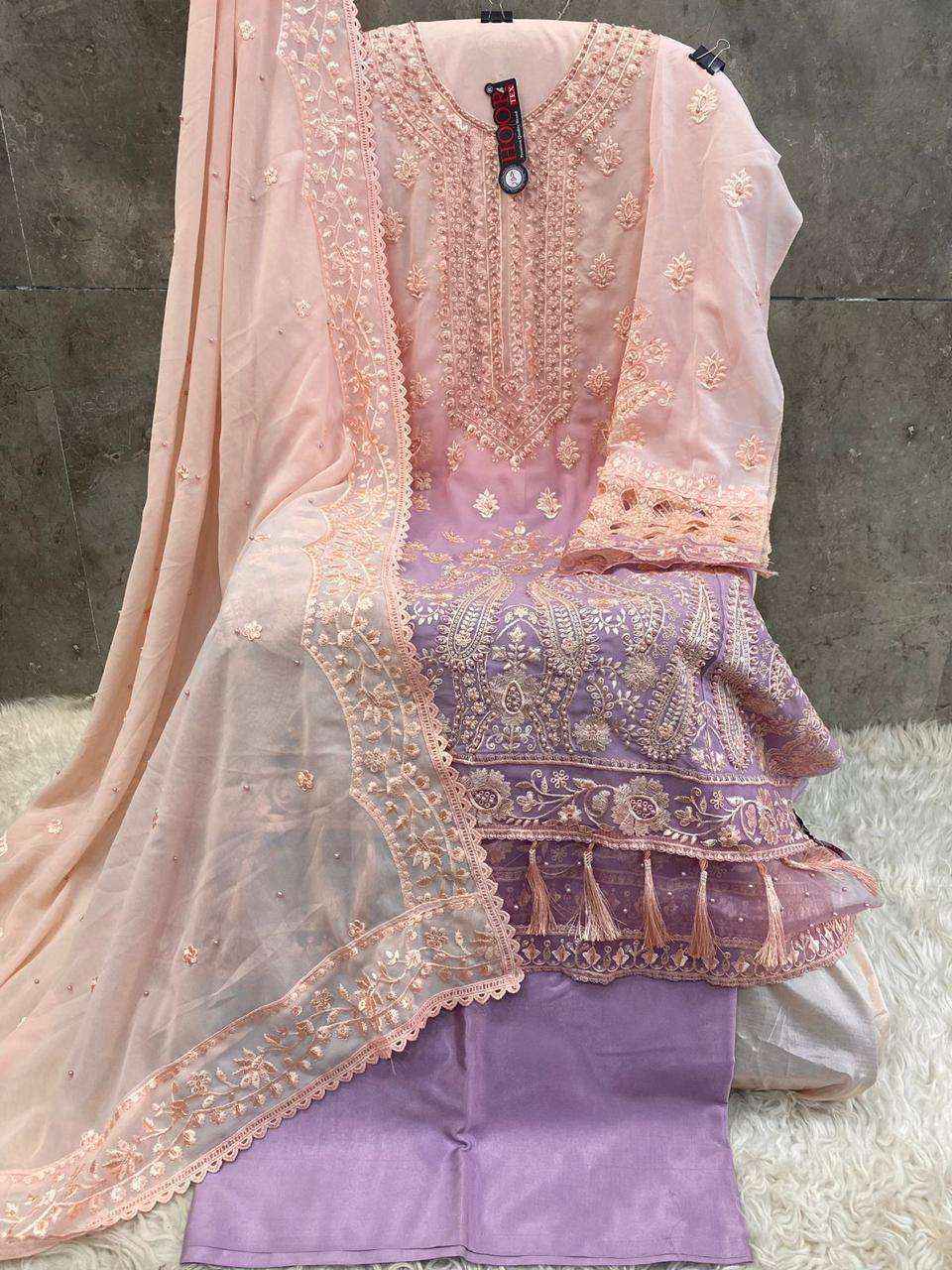 Hoor Tex H 232 Fox Georgette Dress Material 4 pcs Catalogue